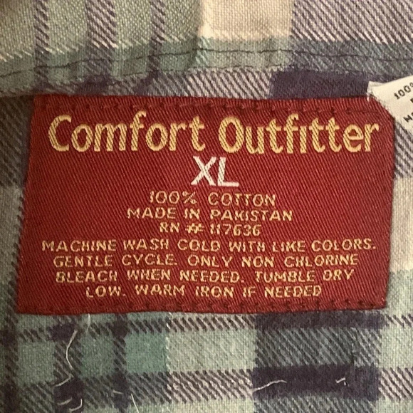 Men’s Workwear Flannel Button Down Shirt Plaid XL Comfort Outfitter New - Picture 4 of 9